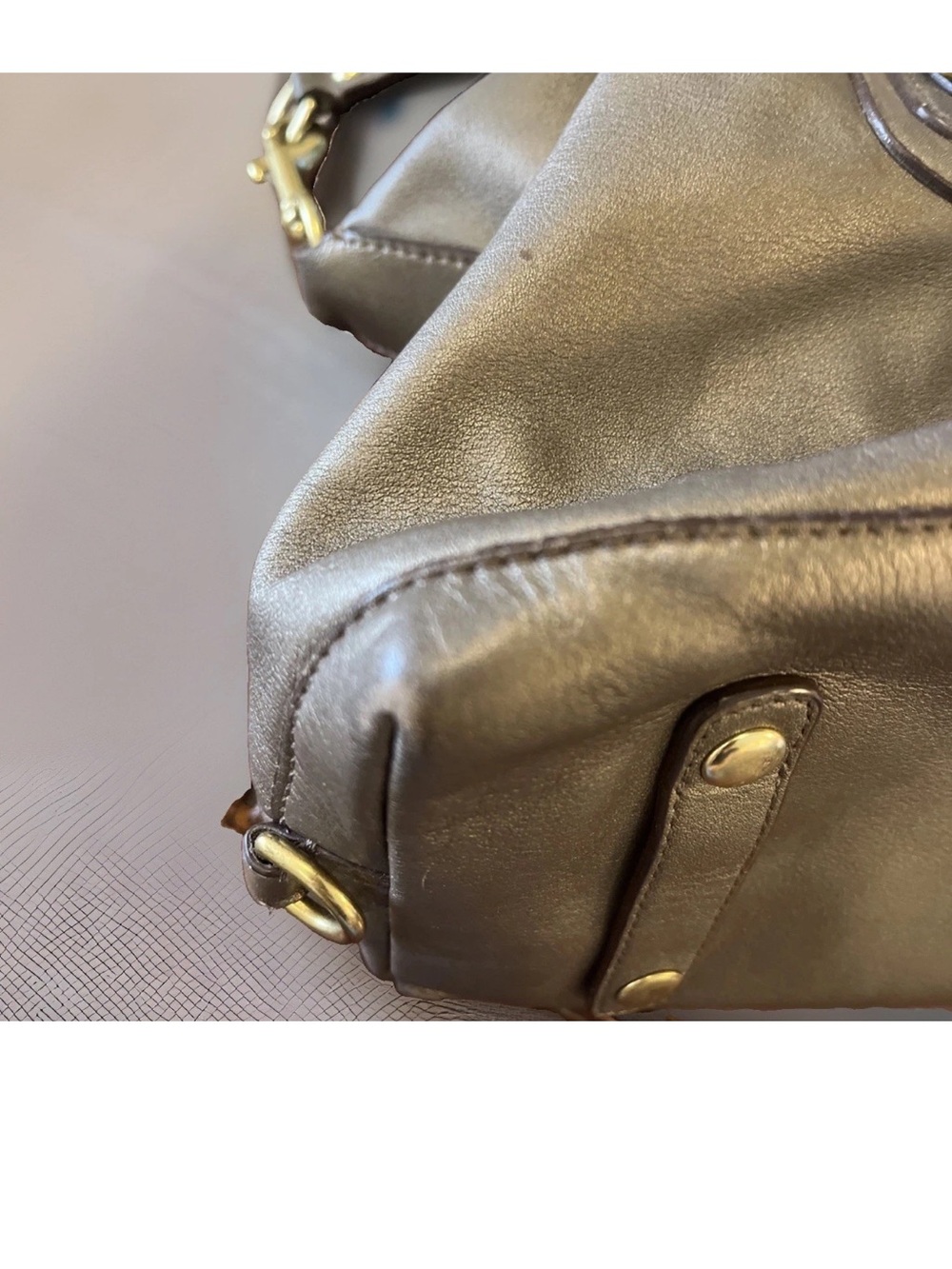 COACH Ashley Metallic Convertible Leather Satchel (F15445). Y2K 2way Purse - Picture 13 of 15
